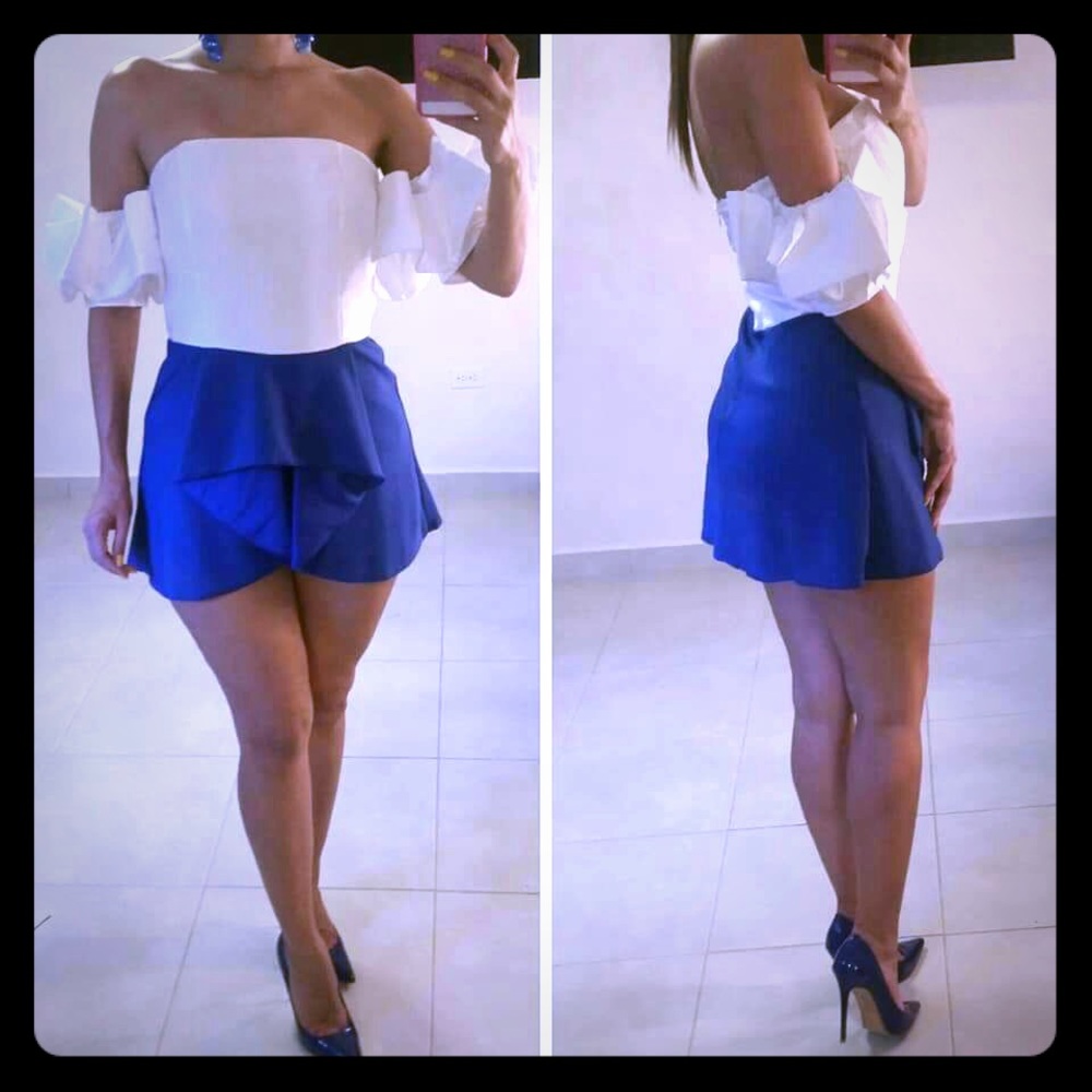 White and blue romper